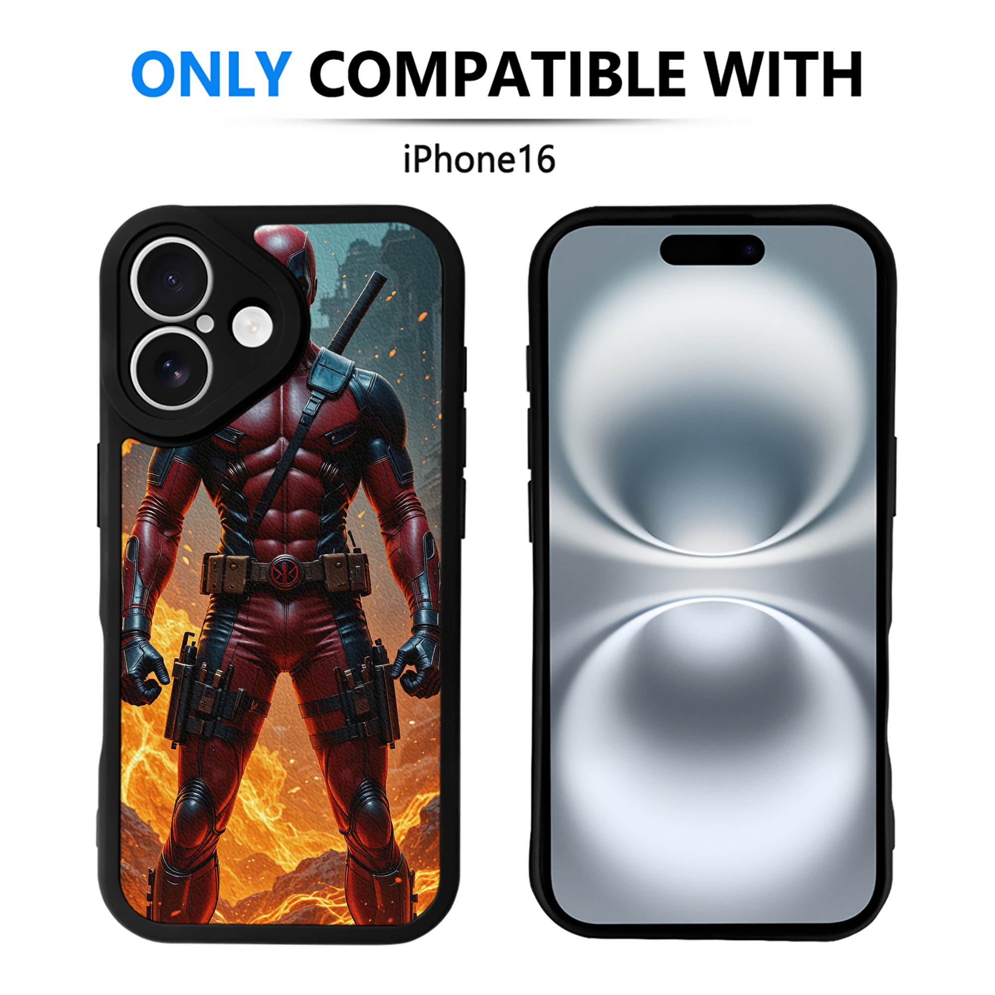 （画像用） Deadpool デッドプール 【iPhone 16シリーズ対応】シリコンスマホケース（レザー調） 材質：シリコン